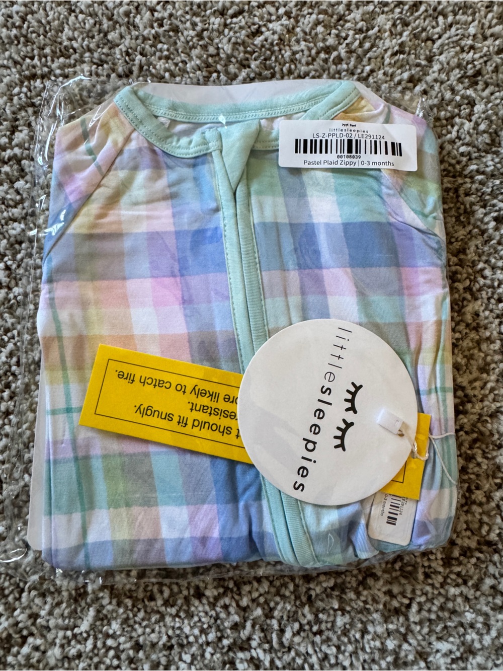 Little Sleepies Pastel Plaid Zip Romper - Mint, Pink, Blue, Yellow